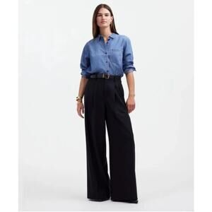 Madewell Pants Womens 4 Harlow Super Wide Leg Trouser Black Office Work Business